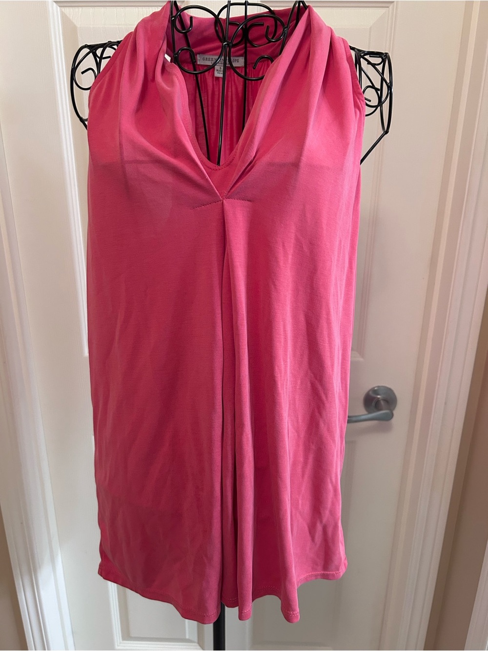 Pink Draped V- Neck Sleeveless Tank Top